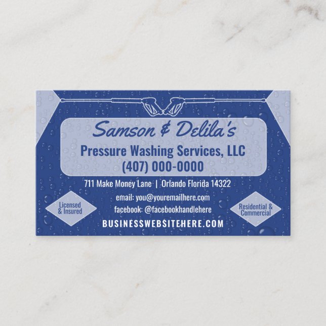 Pressure Washing & Cleaning Business Card Template (Front)