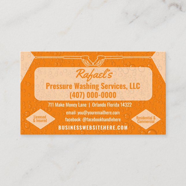 Pressure Washing & Cleaning Business Card Template (Front)