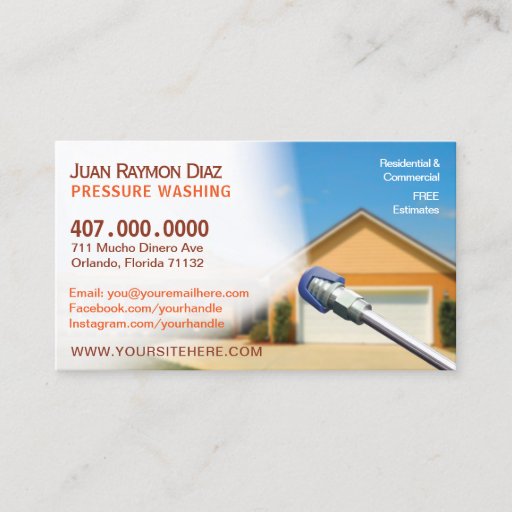 Customizable Pressure Washing &amp; Cleaning Business Card Template