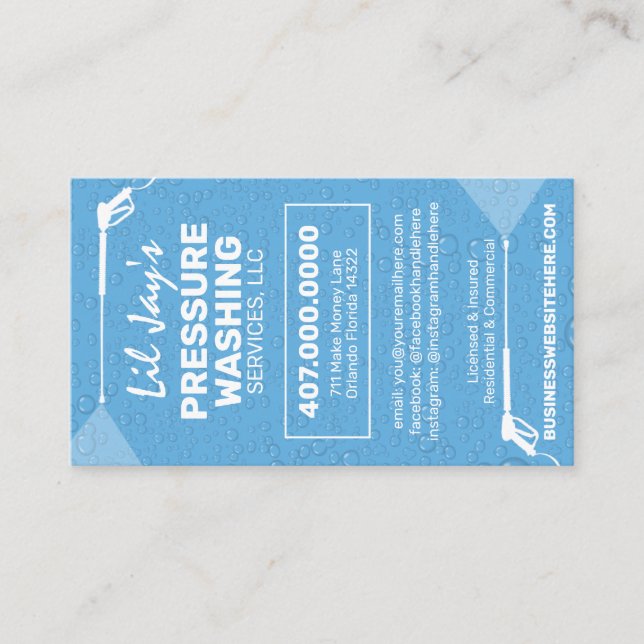 Pressure Washing & Cleaning Business Card Template (Front)