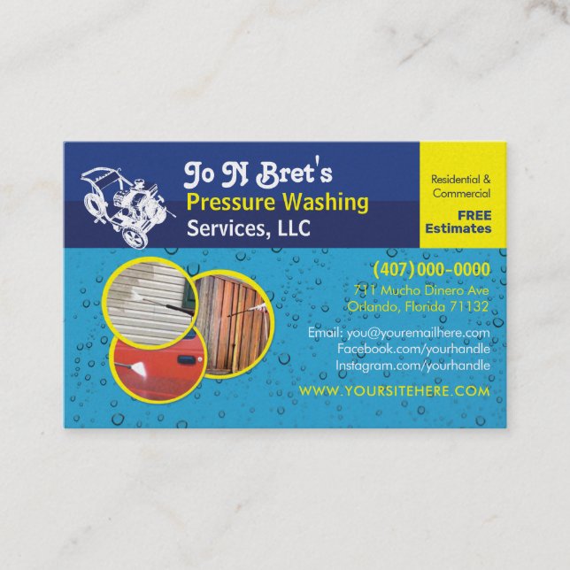 Pressure Washing & Cleaning Business Card Template (Front)