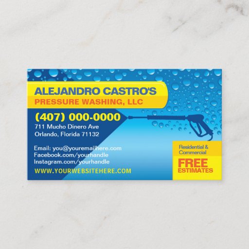 Customizable Pressure Washing & Cleaning Business Card Template