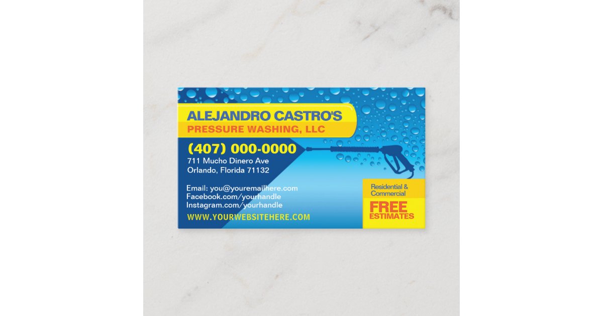 Pressure Washing & Cleaning Business Card Template Zazzle