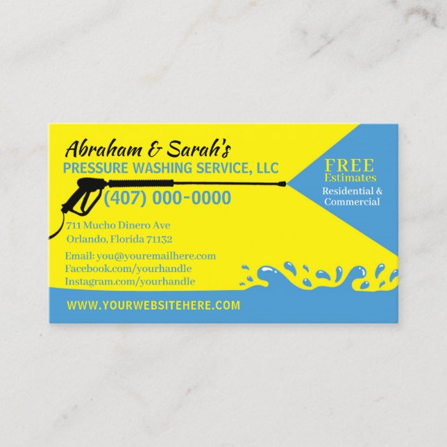 Pressure Washing & Cleaning Business Card Template (Front)