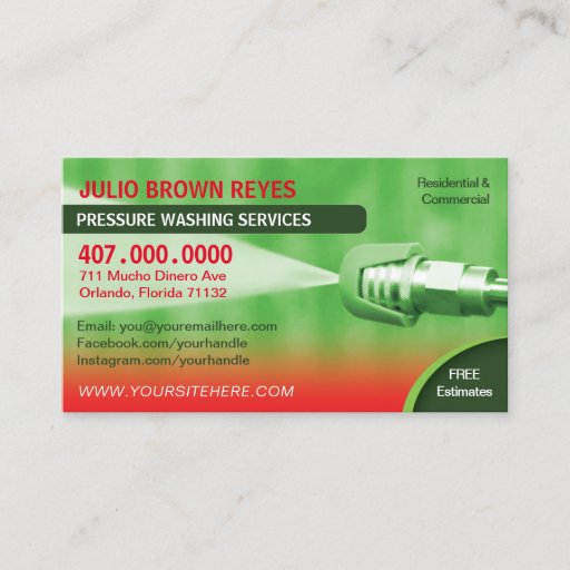 Customizable Pressure Washing & Cleaning Business Card Template