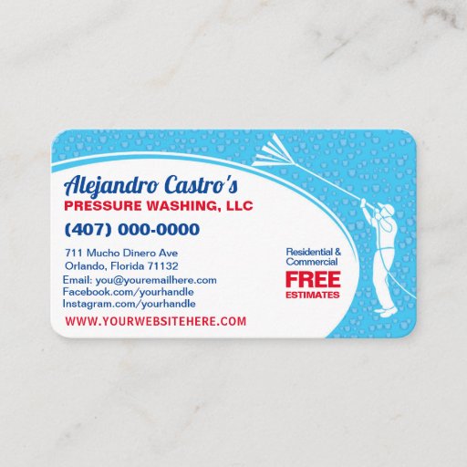 Customizable Pressure Washing & Cleaning Business Card Template