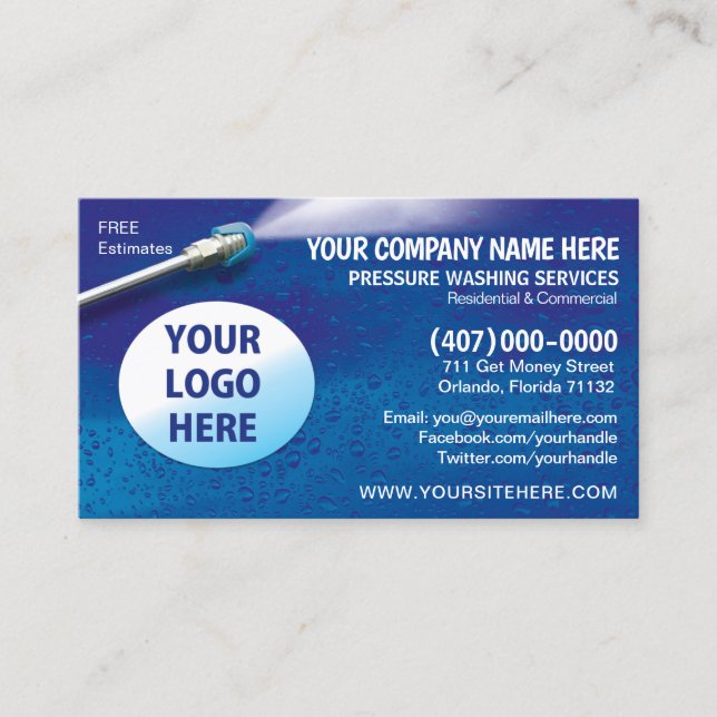 Pressure Washing & Cleaning Business Card Template (Front)