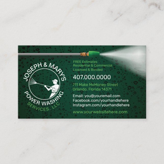 Pressure Washing & Cleaning Business Card Template (Front)