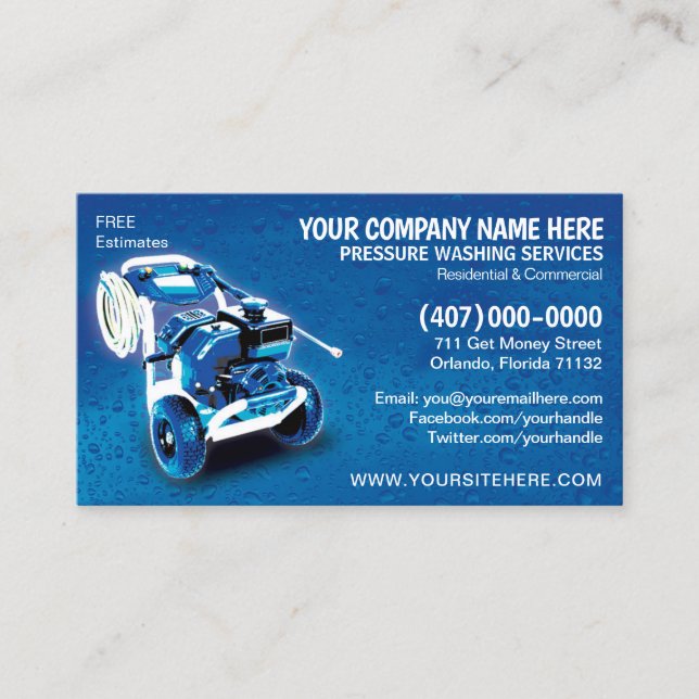 Pressure Washing & Cleaning Business Card Template (Front)