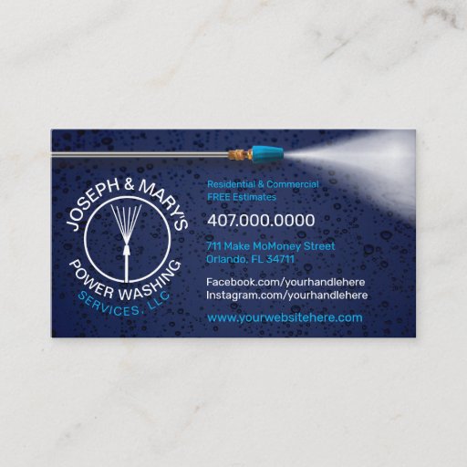 Customizable Pressure Washing &amp; Cleaning Business Card Template