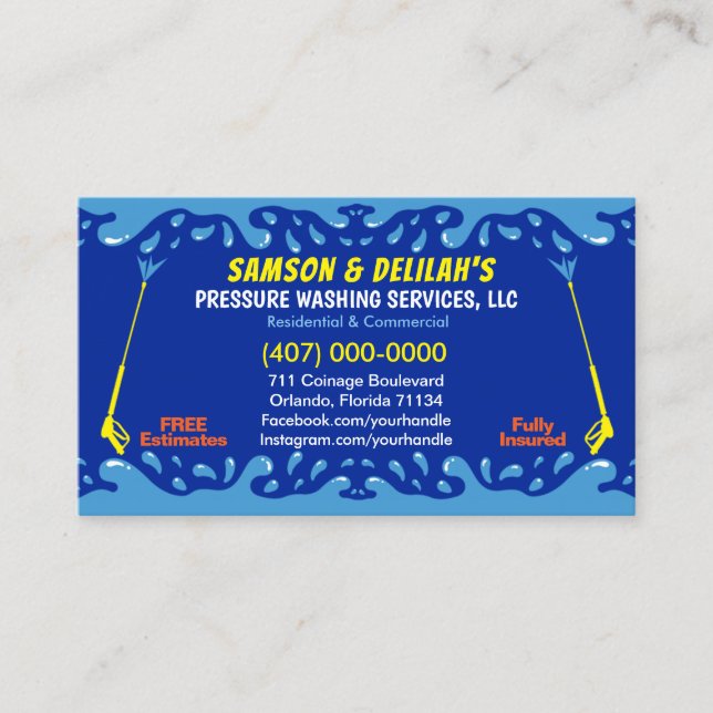 Pressure Washing & Cleaning Business Card Template (Front)