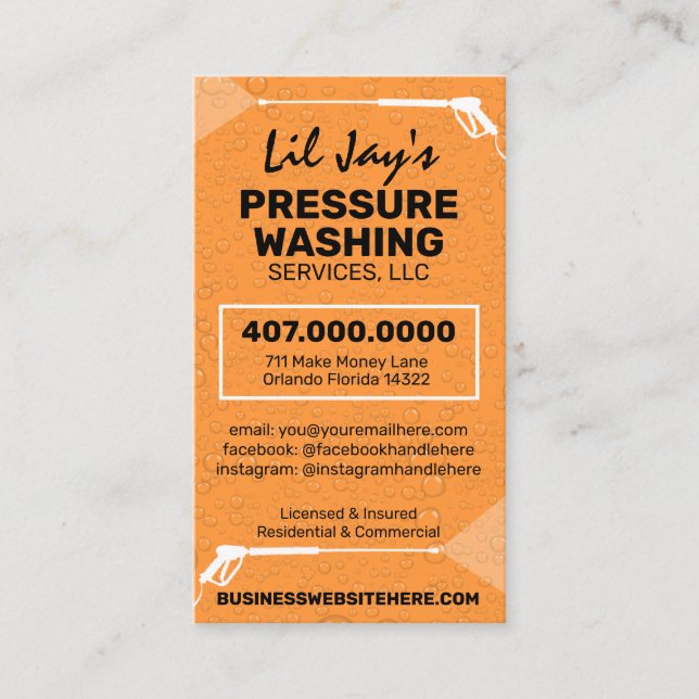 Pressure Washing & Cleaning Business Card Template (Front)