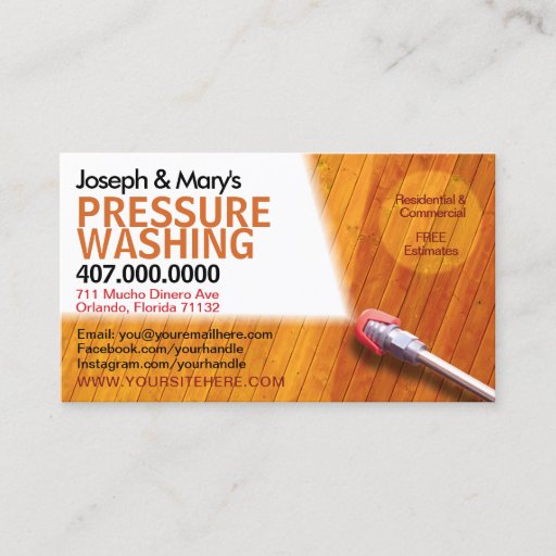 Customizable Pressure Washing &amp; Cleaning Business Card Template