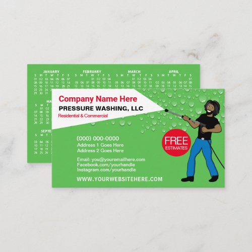 Pressure Washing  Cleaning Caricature Calendar Business Card