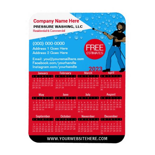 Pressure Washing  Cleaning Caricature Calendar Magnet