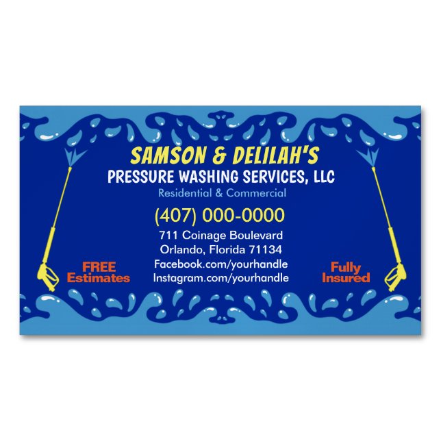 Pressure Washing & Cleaning Template Business Card Magnet (Front)