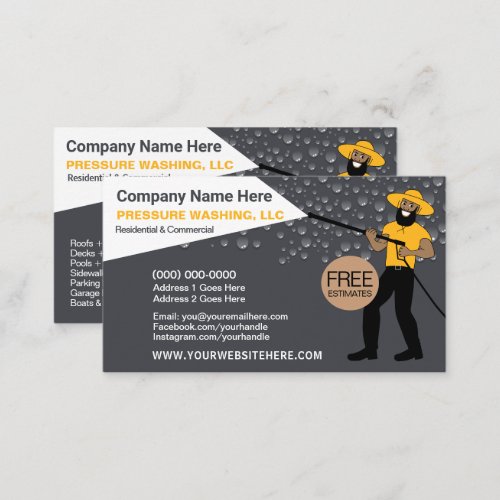 Pressure Washing  Cleaning Template Caricature Business Card