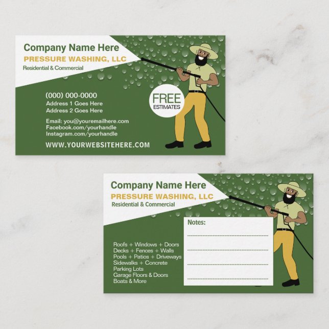 Pressure Washing & Cleaning Template Caricature Business Card (Front/Back)