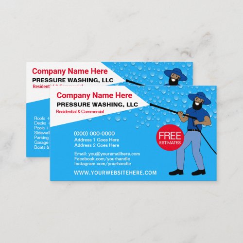 Pressure Washing  Cleaning Template Caricature Business Card