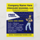 Pressure Washing & Cleaning Template Flyer<br><div class="desc">Promote your business with these effective flyers for pressure/power washing services with picture of pressure washer caricature. Simply add your own information to the design to customize these professional pressure/power cleaning & washing flyers.</div>