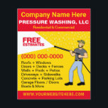 Pressure Washing & Cleaning Template Flyer<br><div class="desc">Promote your business with these effective flyers for pressure/power washing services with picture of pressure washer caricature. Simply add your own information to the design to customize these professional pressure/power cleaning & washing flyers.</div>