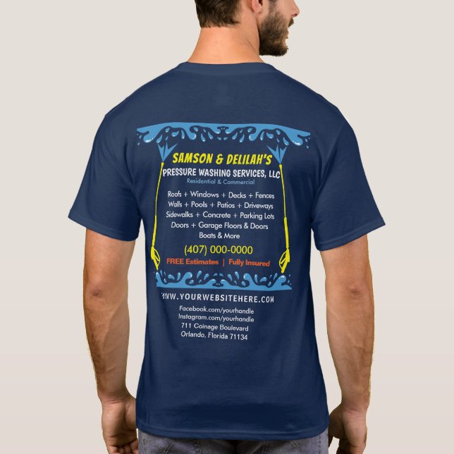 Pressure Washing & Cleaning Template T-Shirt (Back)