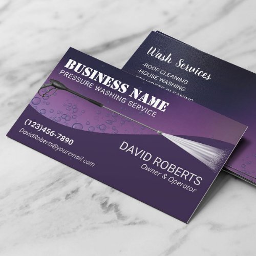 Pressure Washing Deep Purple Power Wash Cleaning Business Card