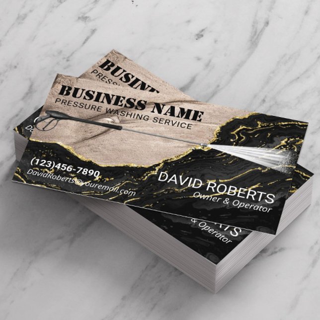 Pressure Washing Gold Agate Marble Cleaning  Business Card (Creator Uploaded)