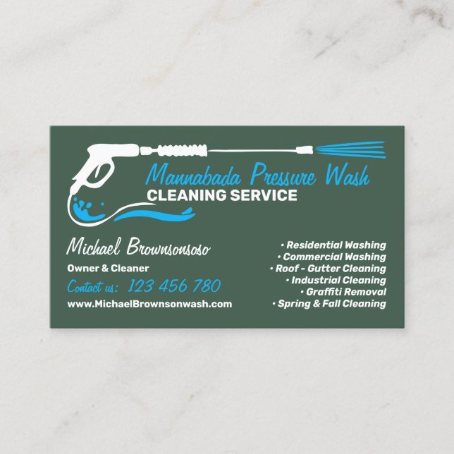 Pressure Washing Green Power Wash CLEANING Business Card (Front)