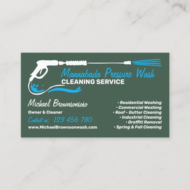 Pressure Washing Green Power Wash CLEANING Business Card
