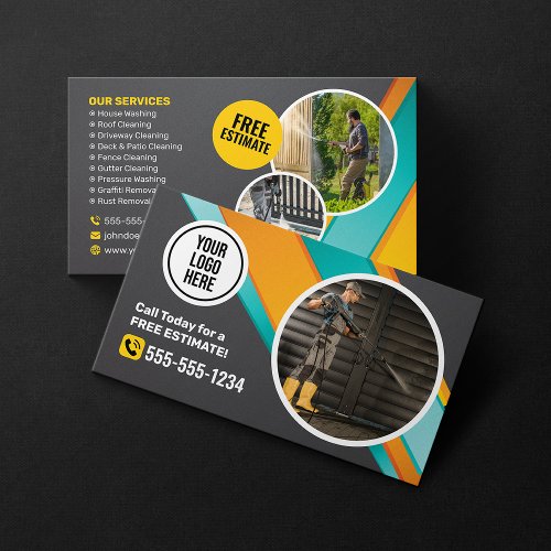Pressure Washing House Cleaning Power Wash Service Business Card