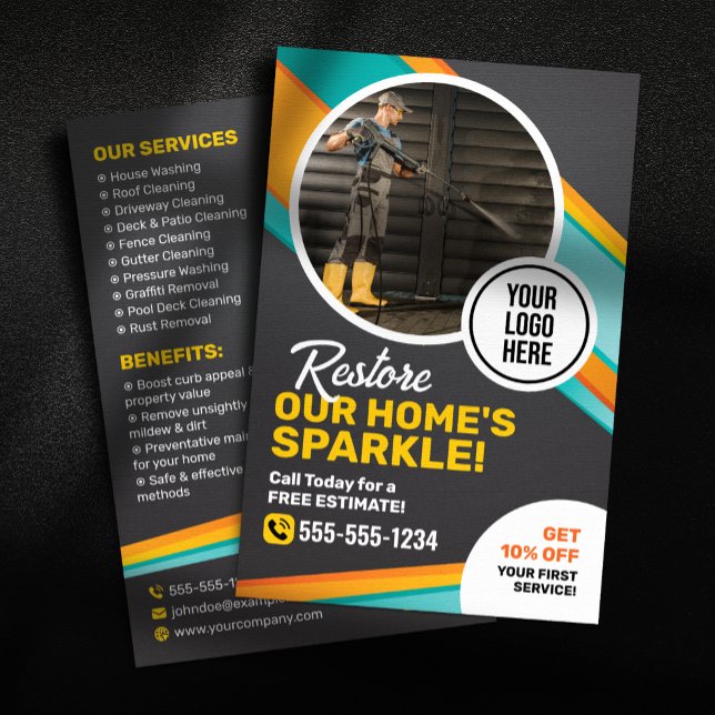 Pressure Washing House Cleaning Power Wash Service Flyer (Creator Uploaded)
