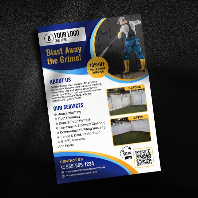 Pressure Washing House Window Cleaning Power Wash Flyer (Creator Uploaded)
