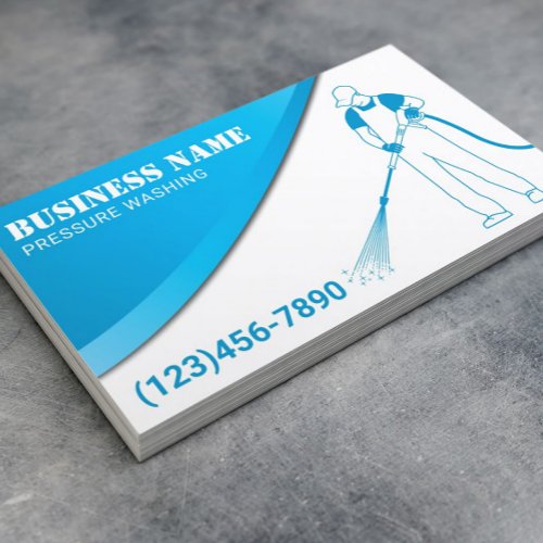 Pressure Washing Modern Blue Power Cleaning Business Card