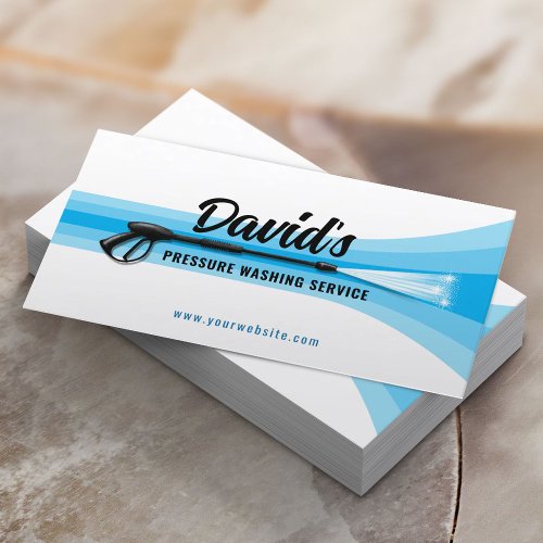 Pressure Washing Modern Blue Stripes Cleaning Business Card