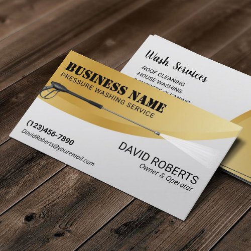 Pressure Washing Modern Gold Power Wash Cleaning Business Card
