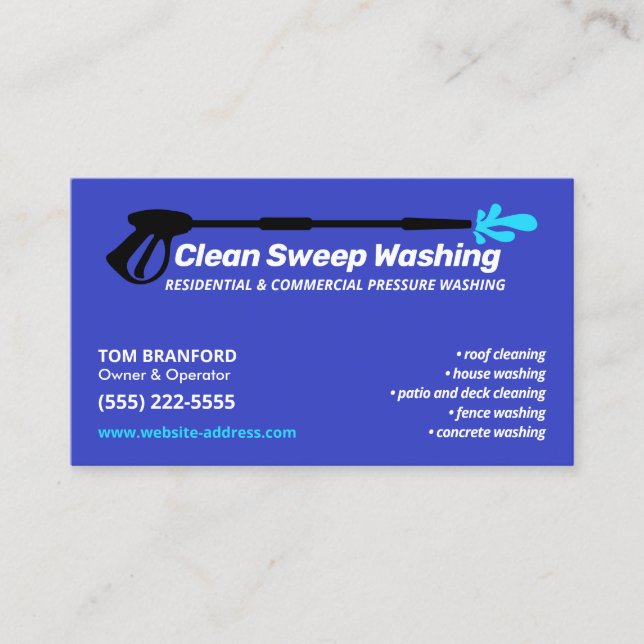 Pressure Washing Modern Power Window Cleaning Business Card (Front)