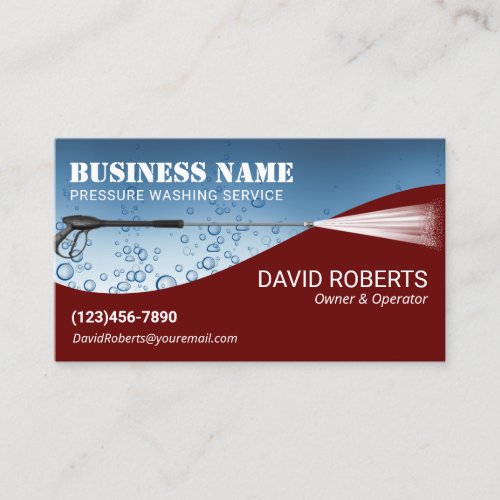 Pressure Washing Modern Red Power Wash Cleaning Business Card