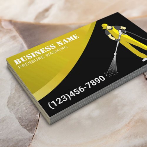 Pressure Washing Modern Yellow Power Cleaning Business Card