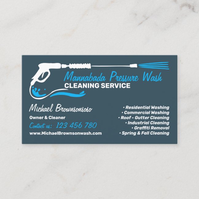 Pressure Washing Navy Power Wash CLEANING Business Card