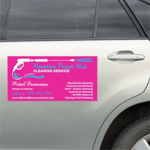Pressure Washing Neon Pink Wash Cleaner Services Car Magnet