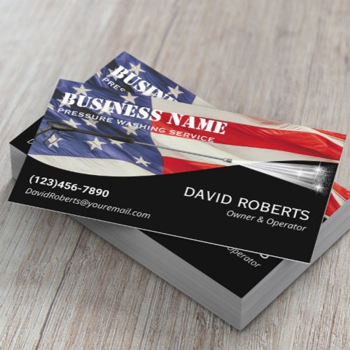Pressure Washing Patriotic Power Wash Cleaning  Business Card