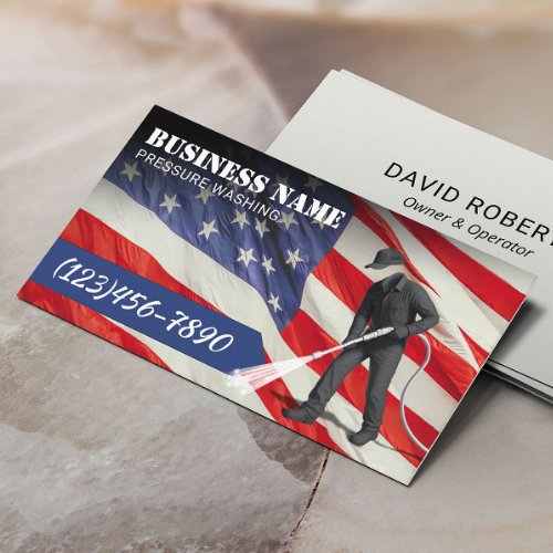 Pressure Washing Patriotic Power Washer Cleaning Business Card