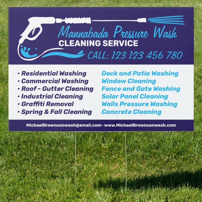 Pressure Washing Power Black Navy Super Cleaning Sign (Insitu)