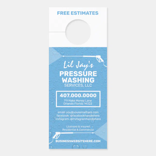 Pressure Washing & Power Cleaning Door Hanger 