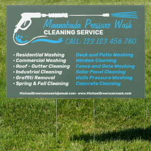 Pressure Washing Power green blue Super Cleaning Sign