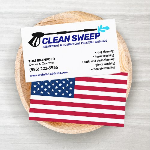  Pressure Washing Power  Patriotic Wash Cleaning Business Card