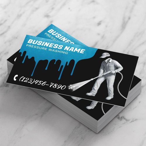 Pressure Washing Power Wash 3D Worker Cleaning Business Card