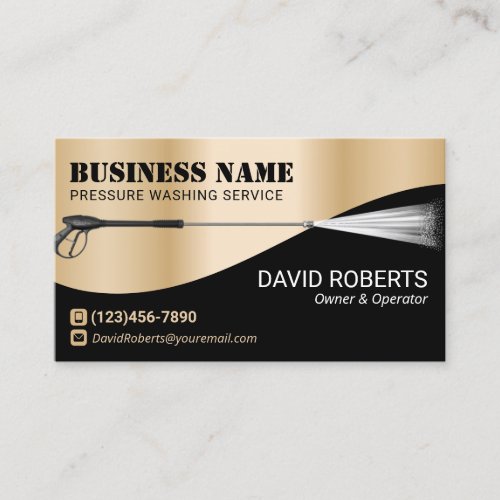 Pressure Washing Power Wash Black  Gold Cleaning Business Card