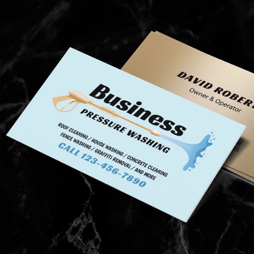 Pressure Washing Power Wash Blue  Gold Cleaning Business Card